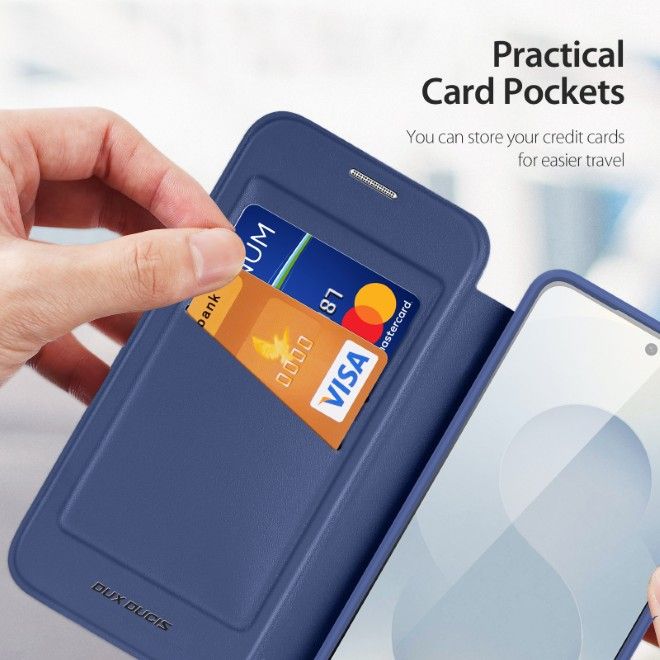 Dux Ducis - Samsung Galaxy S26 Hülle - Leder Bookcover mit Standfunktion - Skin X Pro Series - blau