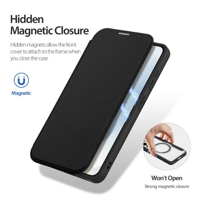 Dux Ducis - Samsung Galaxy S26+ Hülle - Leder Bookcover mit Standfunktion - Skin X Pro Series - schwarz