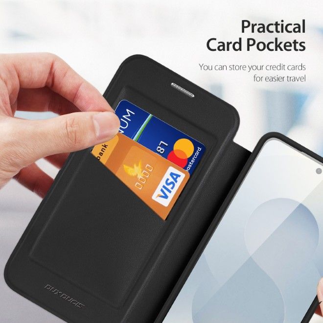 Dux Ducis - Samsung Galaxy S26+ Hülle - Leder Bookcover mit Standfunktion - Skin X Pro Series - schwarz