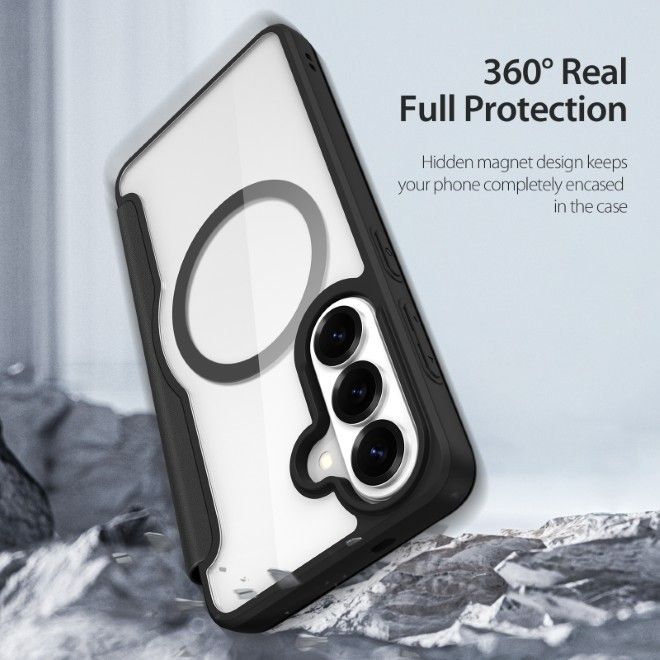 Dux Ducis - Samsung Galaxy S26+ Hülle - Leder Bookcover mit Standfunktion - Skin X Pro Series - schwarz