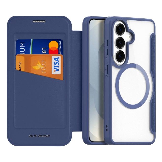 Dux Ducis - Samsung Galaxy S26+ Hülle - Leder Bookcover mit Standfunktion - Skin X Pro Series - blau