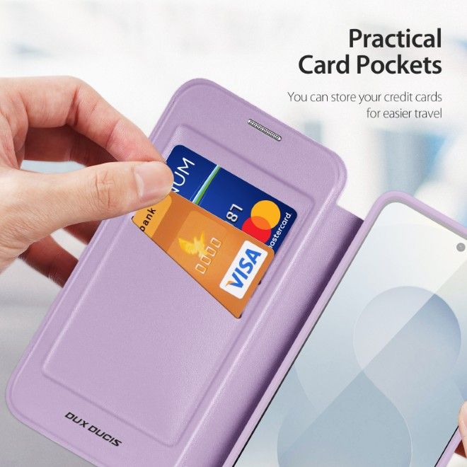 Dux Ducis - Samsung Galaxy S26+ Hülle - Leder Bookcover mit Standfunktion - Skin X Pro Series - pink