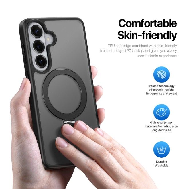 Dux Ducis - Samsung Galaxy S26 Hülle - TPU und PC Hardcase - MagSafe kompatibel - Yind MagSafe Kickstand Series - schwarz