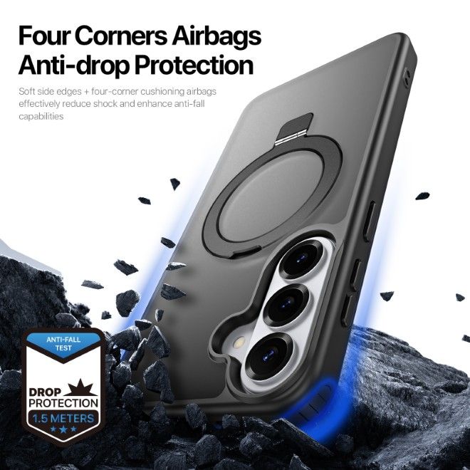 Dux Ducis - Samsung Galaxy S26 Hülle - TPU und PC Hardcase - MagSafe kompatibel - Yind MagSafe Kickstand Series - schwarz