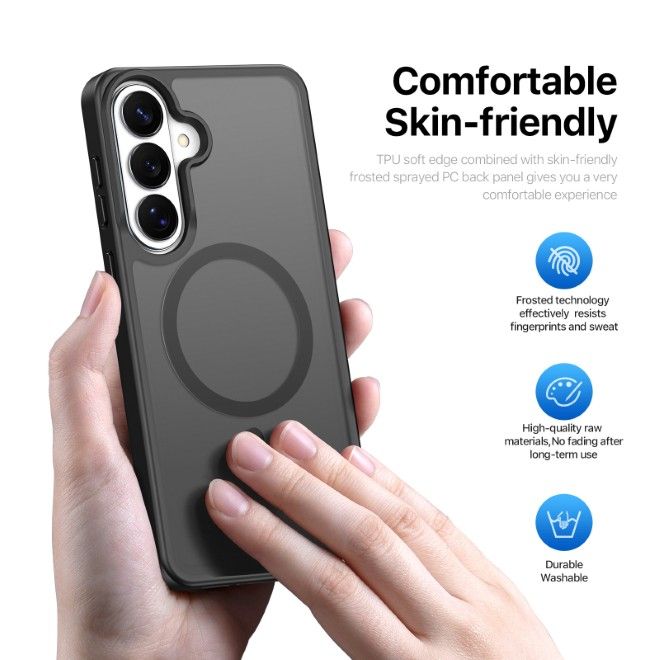 Dux Ducis - Samsung Galaxy S26 Hülle - TPU und PC Hardcase - MagSafe kompatibel - Yind MagSafe Kickstand Series - schwarz