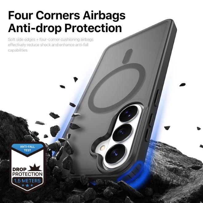 Dux Ducis - Samsung Galaxy S26 Hülle - TPU und PC Hardcase - MagSafe kompatibel - Yind MagSafe Kickstand Series - schwarz