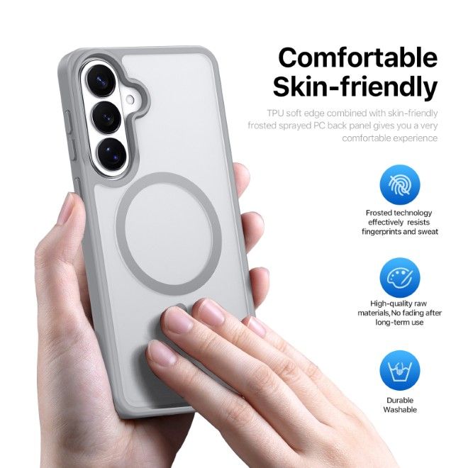 Dux Ducis - Samsung Galaxy S26 Hülle - TPU und PC Hardcase - MagSafe kompatibel - Yind MagSafe Kickstand Series - grau