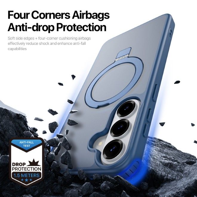 Dux Ducis - Samsung Galaxy S26+ Hülle - TPU und PC Hardcase - MagSafe kompatibel - Yind MagSafe Kickstand Series - dunkelblau