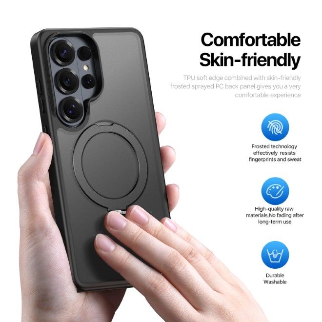 Dux Ducis - Samsung Galaxy S26 Ultra Hülle - TPU und PC Hardcase - MagSafe kompatibel - Yind MagSafe Kickstand Series - schwarz