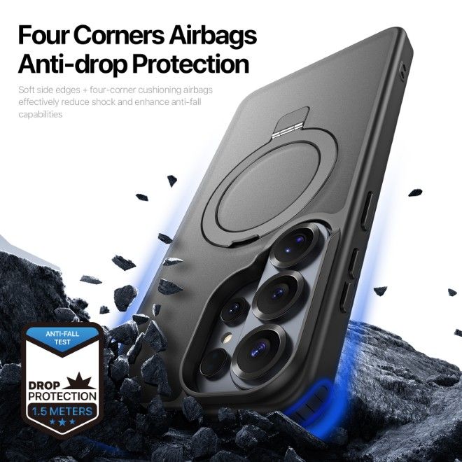 Dux Ducis - Samsung Galaxy S26 Ultra Hülle - TPU und PC Hardcase - MagSafe kompatibel - Yind MagSafe Kickstand Series - schwarz