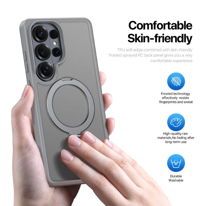 Dux Ducis - Samsung Galaxy S26 Ultra Hülle - TPU und PC Hardcase - MagSafe kompatibel - Yind MagSafe Kickstand Series - grau