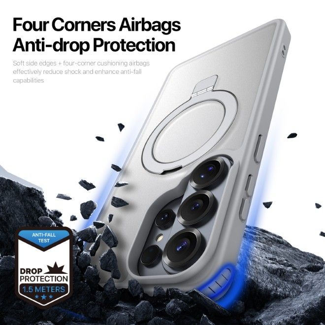 Dux Ducis - Samsung Galaxy S26 Ultra Hülle - TPU und PC Hardcase - MagSafe kompatibel - Yind MagSafe Kickstand Series - grau