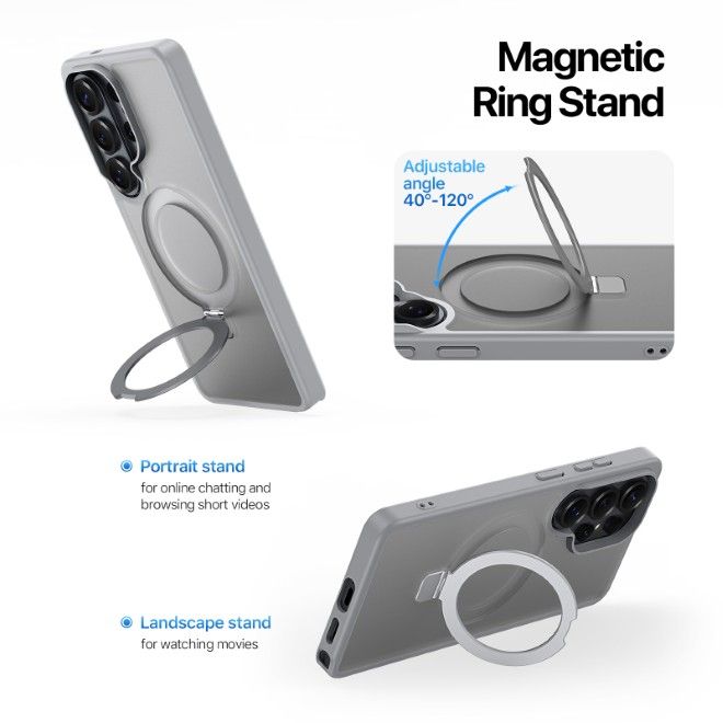 Dux Ducis - Samsung Galaxy S26 Ultra Hülle - TPU und PC Hardcase - MagSafe kompatibel - Yind MagSafe Kickstand Series - grau