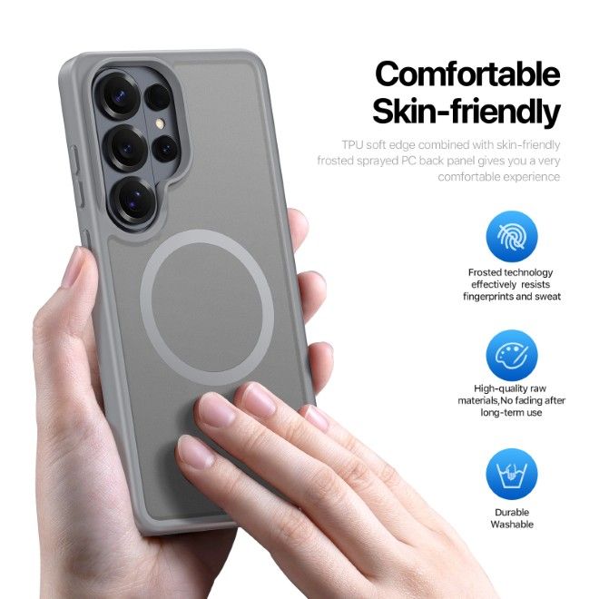 Dux Ducis - Samsung Galaxy S26 Ultra Hülle - TPU und PC Hardcase - MagSafe kompatibel - Yind MagSafe Kickstand Series - grau