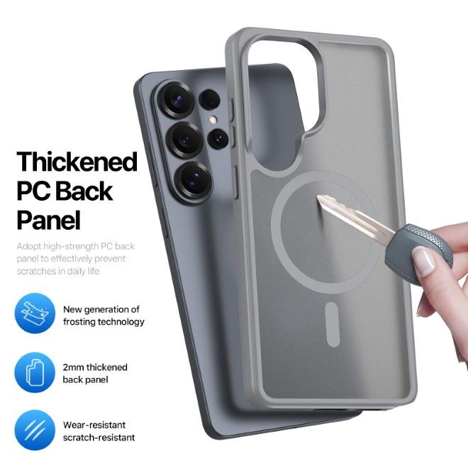 Dux Ducis - Samsung Galaxy S26 Ultra Hülle - TPU und PC Hardcase - MagSafe kompatibel - Yind MagSafe Kickstand Series - grau