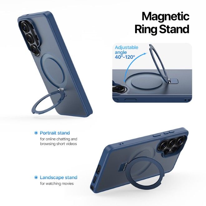 Dux Ducis - Samsung Galaxy S26 Ultra Hülle - TPU und PC Hardcase - MagSafe kompatibel - Yind MagSafe Kickstand Series - dunkelblau