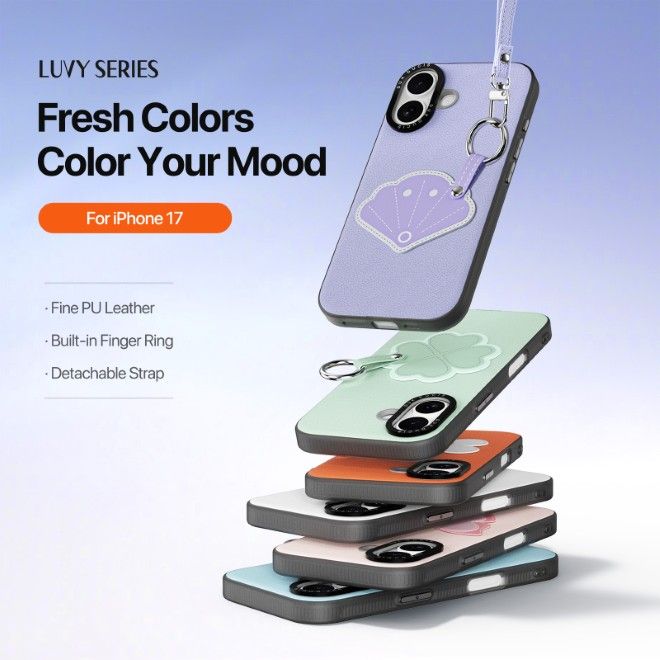 Dux Ducis - Étui pour iPhone 17 - Étui rigide en cuir - Série Luvy - Violet