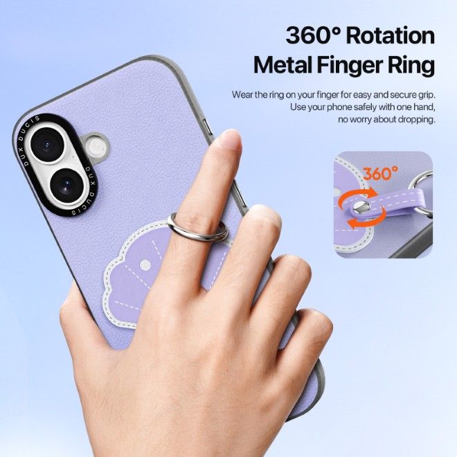 Dux Ducis - Étui pour iPhone 17 - Étui rigide en cuir - Série Luvy - Violet