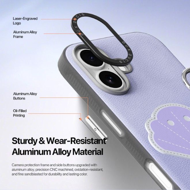 Dux Ducis - Étui pour iPhone 17 - Étui rigide en cuir - Série Luvy - Violet