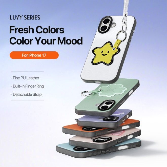 Dux Ducis - Étui pour iPhone 17 - Coque rigide en cuir - Série Luvy - Blanc