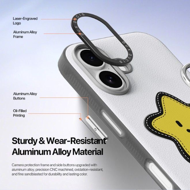 Dux Ducis - Étui pour iPhone 17 - Coque rigide en cuir - Série Luvy - Blanc