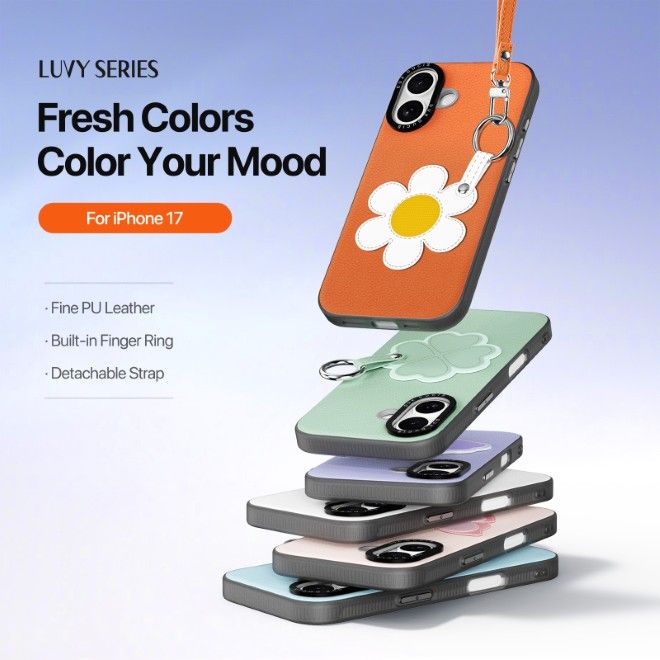 Dux Ducis - Étui pour iPhone 17 - Étui rigide en cuir - Série Luvy - Orange