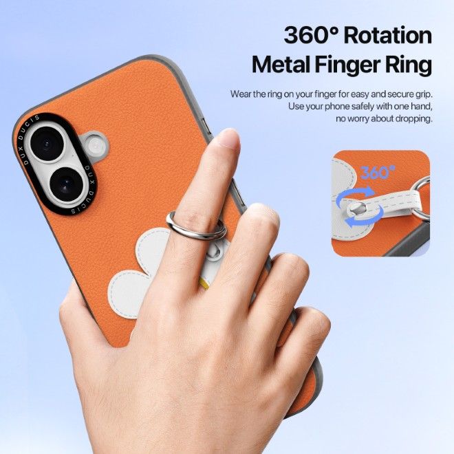 Dux Ducis - Étui pour iPhone 17 - Étui rigide en cuir - Série Luvy - Orange