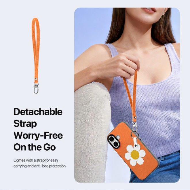 Dux Ducis - Étui pour iPhone 17 - Étui rigide en cuir - Série Luvy - Orange