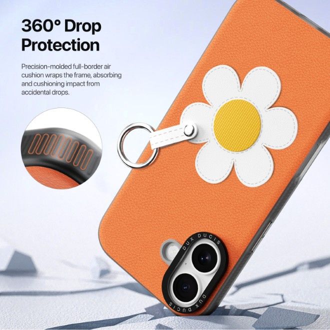 Dux Ducis - Étui pour iPhone 17 - Étui rigide en cuir - Série Luvy - Orange