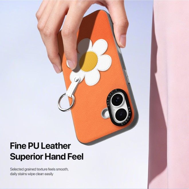 Dux Ducis - Étui pour iPhone 17 - Étui rigide en cuir - Série Luvy - Orange