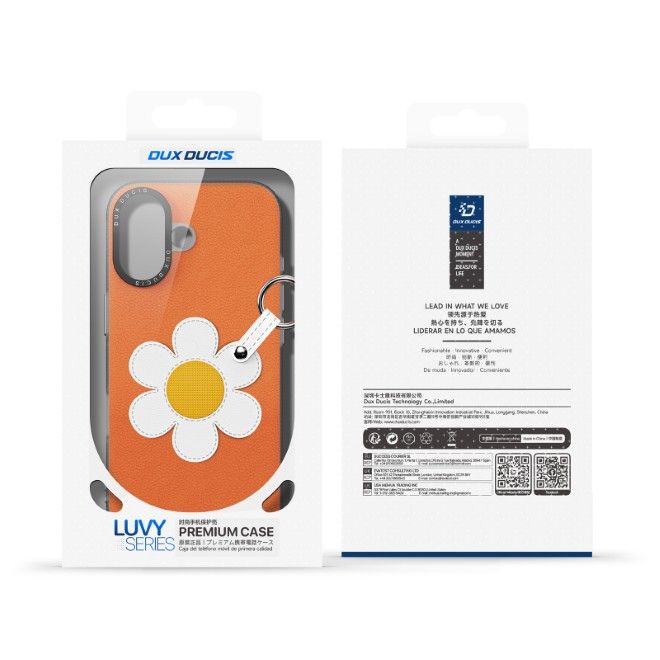 Dux Ducis - Étui pour iPhone 17 - Étui rigide en cuir - Série Luvy - Orange