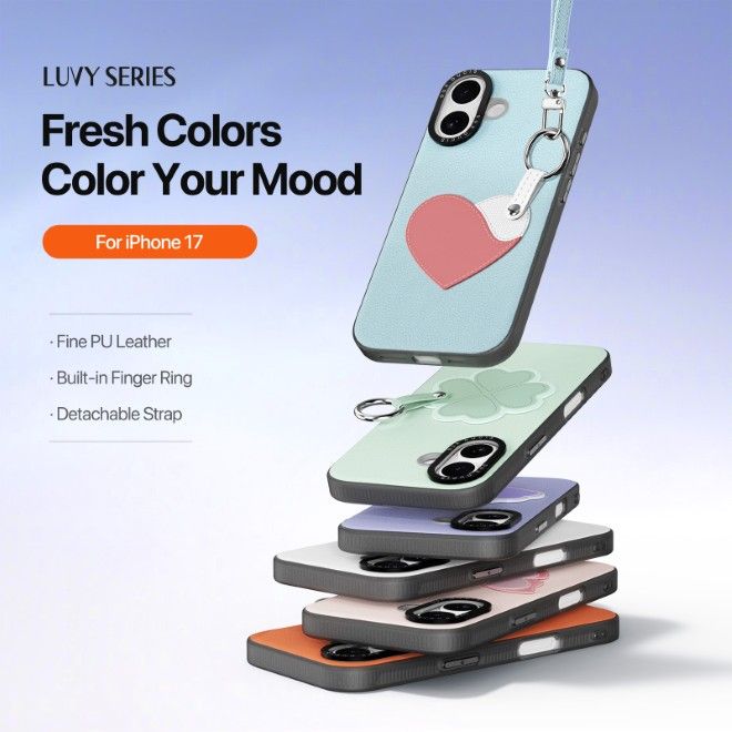 Dux Ducis - Étui pour iPhone 17 - Coque rigide en cuir - Série Luvy - Bleu