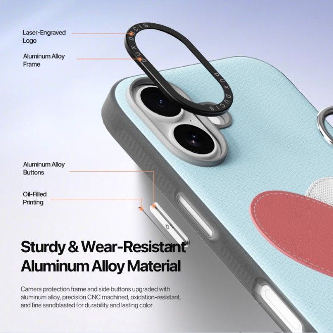 Dux Ducis - Étui pour iPhone 17 - Coque rigide en cuir - Série Luvy - Bleu