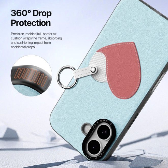 Dux Ducis - Étui pour iPhone 17 - Coque rigide en cuir - Série Luvy - Bleu