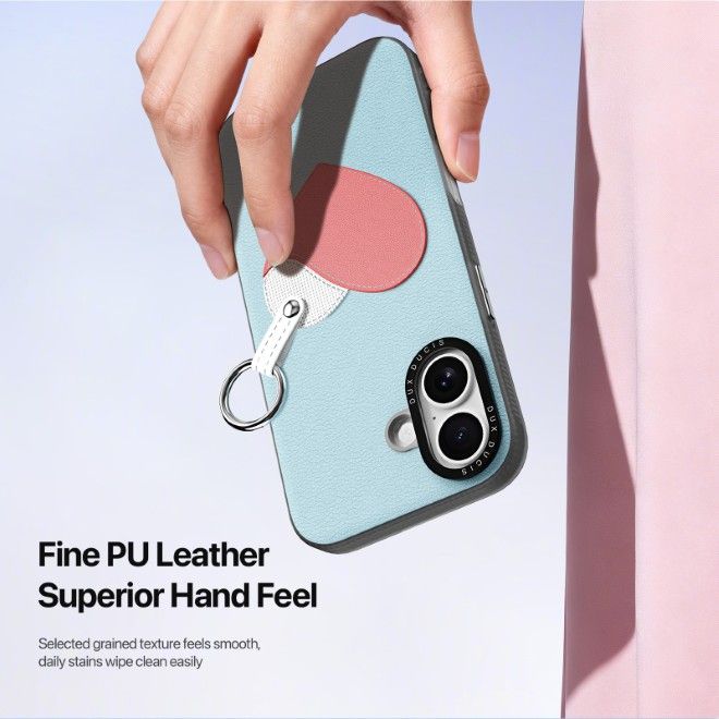 Dux Ducis - Étui pour iPhone 17 - Coque rigide en cuir - Série Luvy - Bleu