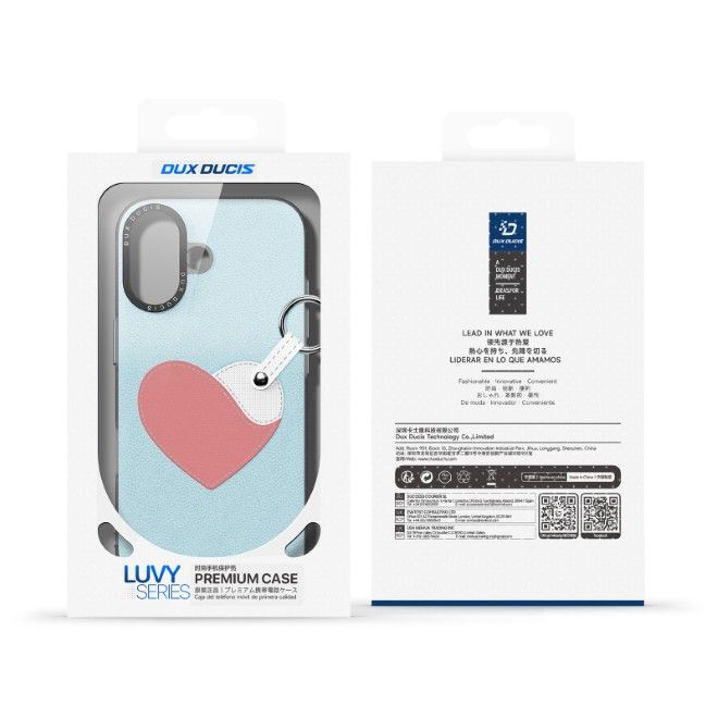 Dux Ducis - Étui pour iPhone 17 - Coque rigide en cuir - Série Luvy - Bleu