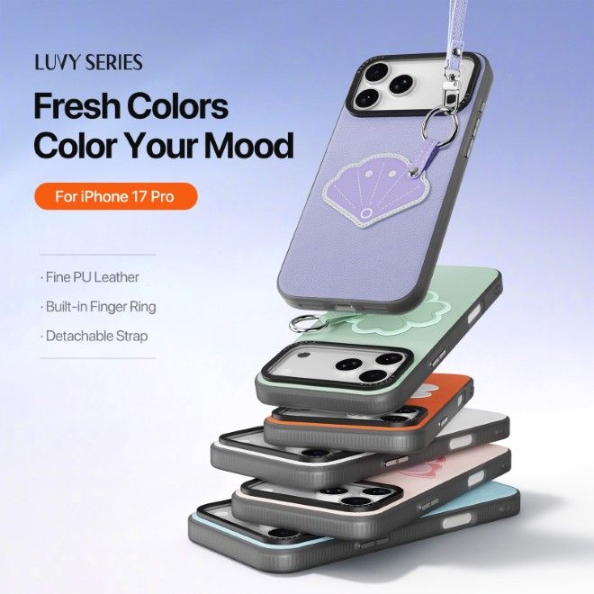 Dux Ducis - Étui pour iPhone 17 Pro - Étui rigide en cuir - Série Luvy - Violet