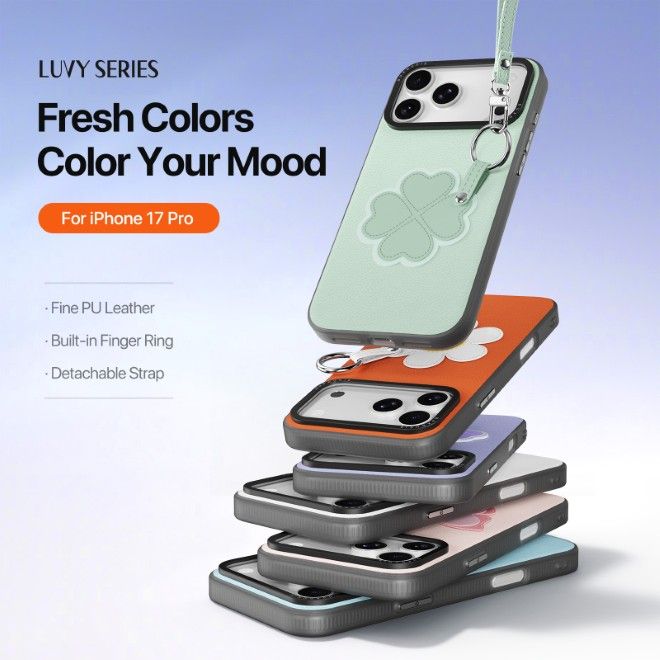 Dux Ducis - Étui pour iPhone 17 Pro - Coque rigide en cuir - Série Luvy - Vert