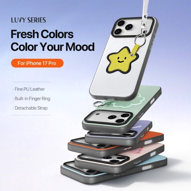 Dux Ducis - Étui pour iPhone 17 Pro - Étui rigide en cuir - Série Luvy - Blanc