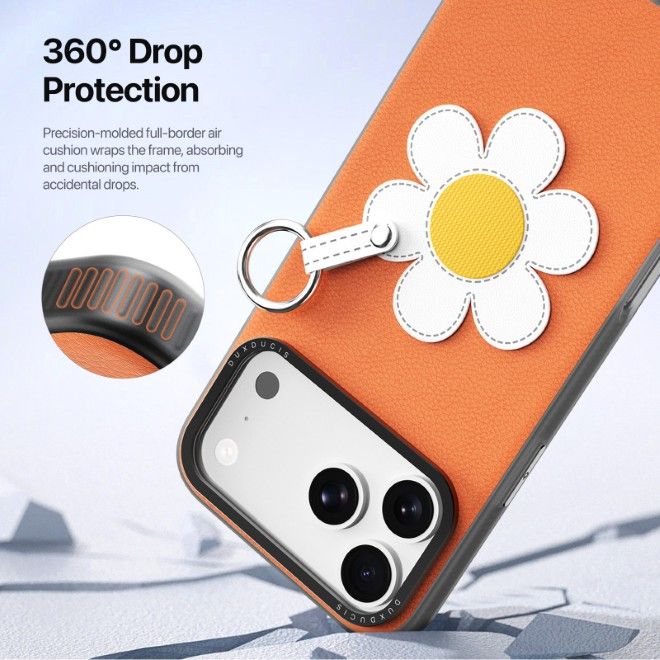 Dux Ducis - iPhone 17 Pro Hülle - Leder Hardcase - Luvy Series - orange