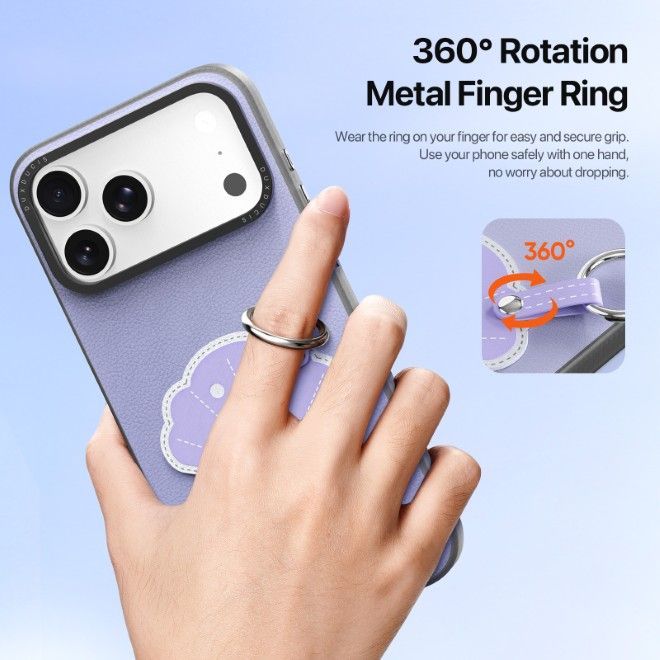 Dux Ducis - iPhone 17 Pro Max Hülle - Leder Hardcase - Luvy Series - lila