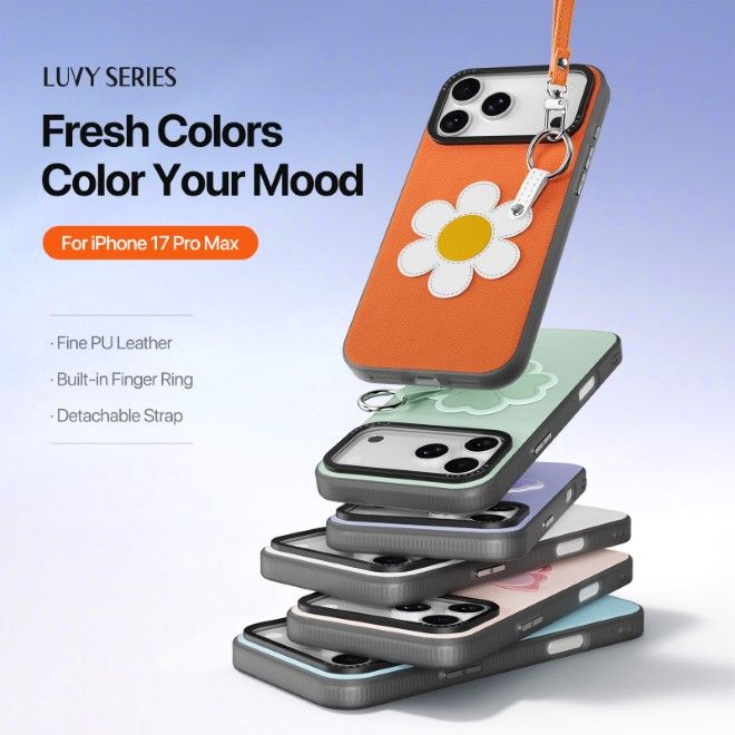 Dux Ducis - iPhone 17 Pro Max case - leather hard case - Luvy Series - orange