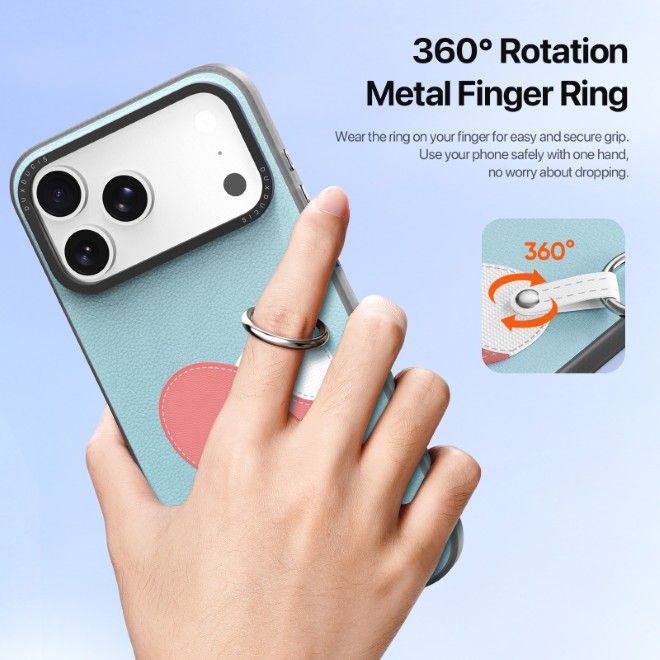 Dux Ducis - iPhone 17 Pro Max Hülle - Leder Hardcase - Luvy Series - blau