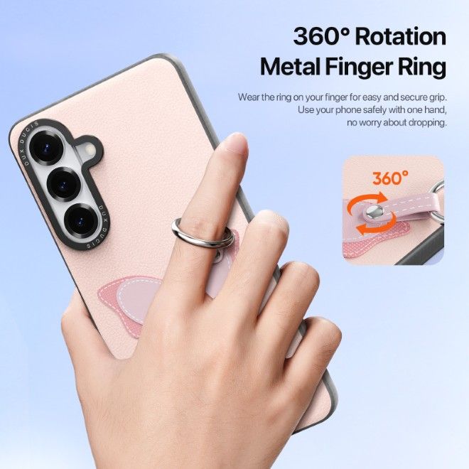 Dux Ducis - Samsung Galaxy S26 Hülle - Leder Hardcase - Luvy Series - hellpink