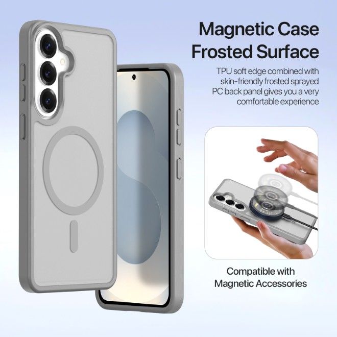 Dux Ducis - Samsung Galaxy S26 Hülle - Kunstleder Bookcover - MagSafe kompatibel - Lawa Series - grau