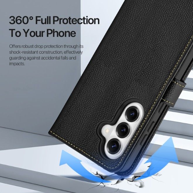 Dux Ducis - Samsung Galaxy S26+ Hülle - Kunstleder Bookcover - MagSafe kompatibel - Lawa Series - schwarz