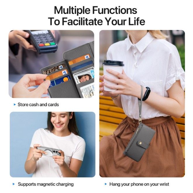 Dux Ducis - Samsung Galaxy S26+ Hülle - Kunstleder Bookcover - MagSafe kompatibel - Lawa Series - grau