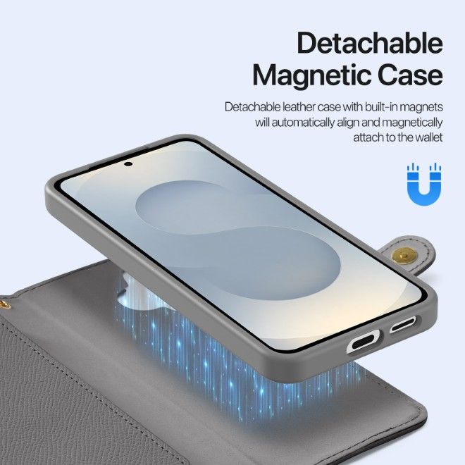 Dux Ducis - Samsung Galaxy S26+ Hülle - Kunstleder Bookcover - MagSafe kompatibel - Lawa Series - grau