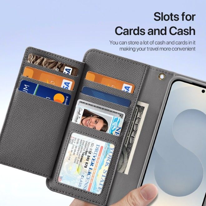 Dux Ducis - Samsung Galaxy S26+ Hülle - Kunstleder Bookcover - MagSafe kompatibel - Lawa Series - grau