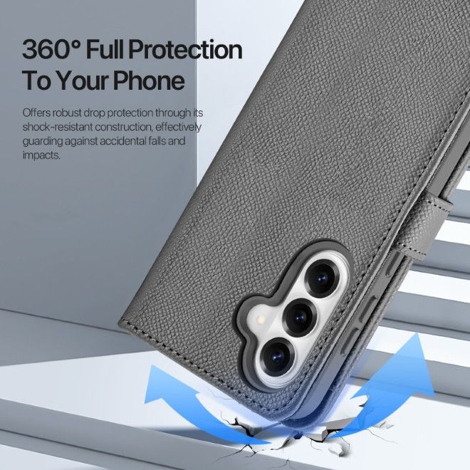 Dux Ducis - Samsung Galaxy S26+ Hülle - Kunstleder Bookcover - MagSafe kompatibel - Lawa Series - grau